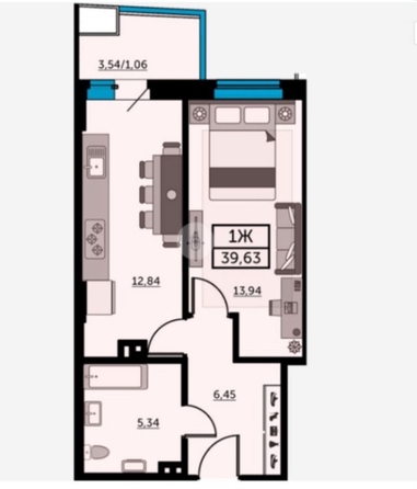 
  Продается 1-комн. квартира, 39.6 м², 23-я линия ул, д. 54
. Фото 2.