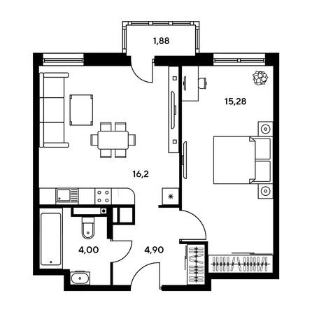 
  Продается 2-комн. квартира, 41.8 м², ЖК Гринсайд, 5.1-5.5
. Фото 1.