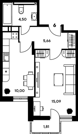 
  Продается 1-комн. квартира, 36.83 м², ЖК Гринсайд, 5.1-5.5
. Фото 1.