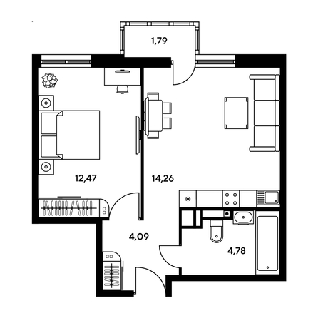 
  Продается 2-комн. квартира, 39.15 м², ЖК Гринсайд, 5.1-5.5
. Фото 1.
