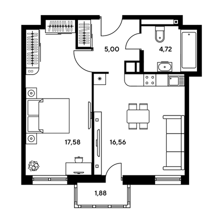 
  Продается студия, 32.71 м², ЖК Гринсайд, 5.1-5.5
. Фото 1.