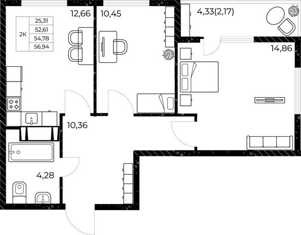 
  Продается 2-комн. квартира, 56.94 м², ЖК Звезда Столицы 2
. Фото 2.