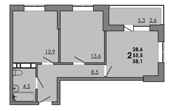 
  Продается 2-комн. квартира, 57.95 м², ЖК Gray (Грэй), кв-л 11-2
. Фото 1.