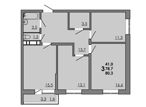 
  Продается 3-комн. квартира, 80.05 м², ЖК Gray (Грэй), кв-л 11-2
. Фото 1.