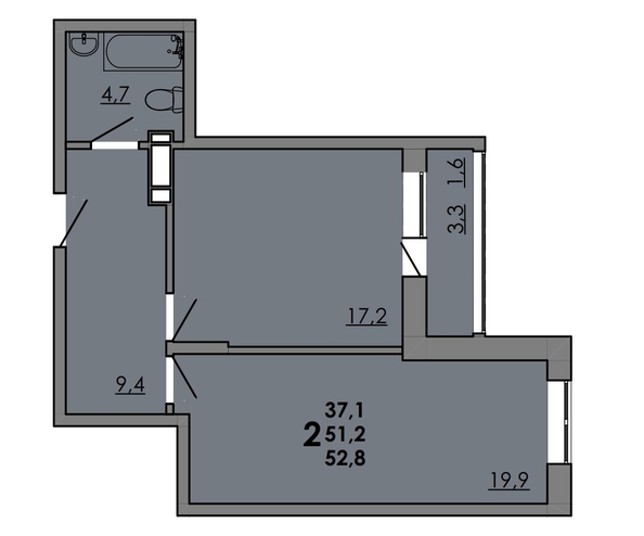 
  Продается 2-комн. квартира, 52.8 м², ЖК Gray (Грэй), кв-л 11-2
. Фото 1.