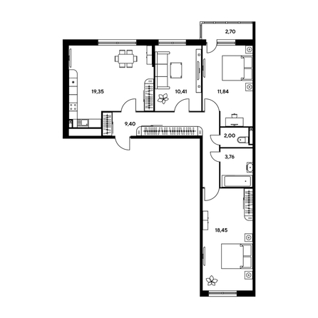 
  Продается 3-комн. квартира, 80.14 м², ЖК Малина Парк, дом 1
. Фото 1.