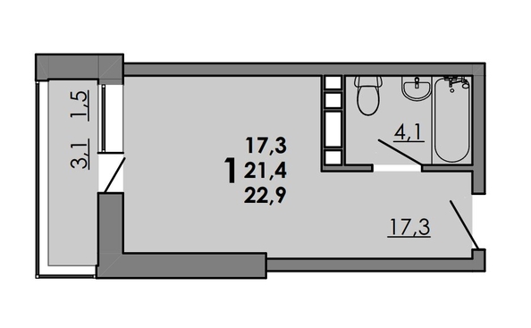 
  Продается студия, 22.9 м², ЖК Gray (Грэй), кв-л 11-3
. Фото 1.