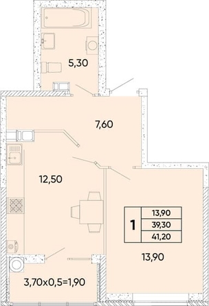 
  Продается 1-комн. квартира, 39 м², 40-летия Победы пр-кт, д. 111
. Фото 14.