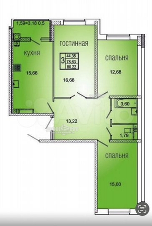 
  Продается 3-комн. квартира, 80.2 м², Берберовская ул, д. 8
. Фото 11.