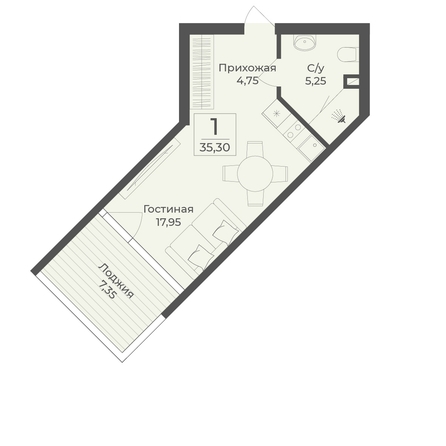 
  Продается апартамент 35.3 м², в АК Тамерун, корп 2. Фото 7.