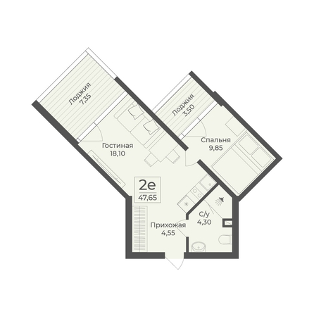 
  Продается апартамент 47.65 м², в АК Тамерун, корп 2. Фото 7.