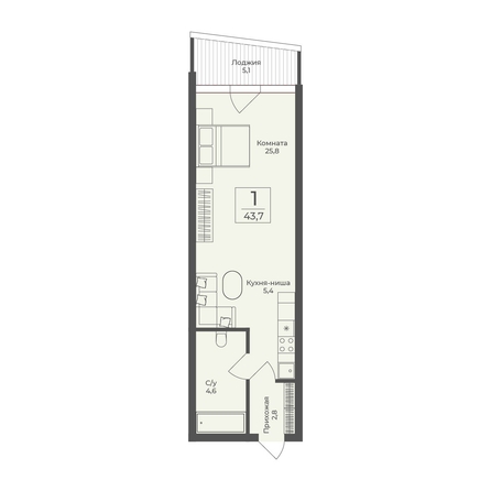 
  Продается апартамент 43.3 м², в АО Форос. Фото 2.