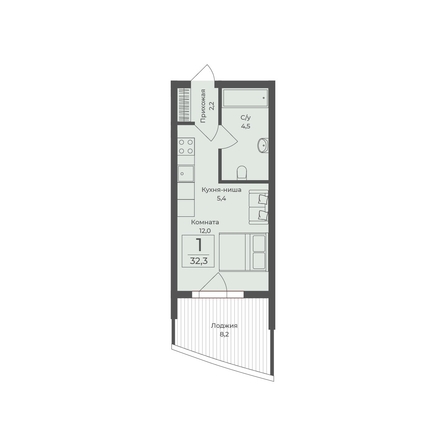 
  Продается апартамент 32.3 м², в АО Форос. Фото 2.