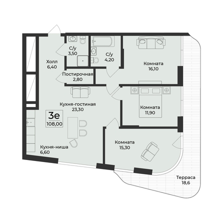 
  Продается 4-комн. квартира 108 м², в ЖК Нега. Фото 2.