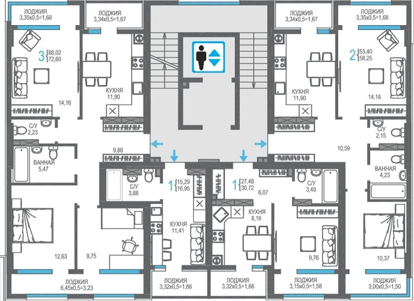 
  Продается 2-комн. квартира 58.25 м², в ЖК На Фонтанке. Фото 1.