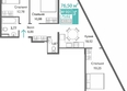 Барбарис: Планировка 3-комн 75,02 - 77,1 м²