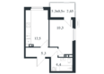 Новая Елизаветка, литер 6: Планировка Студия 26,65 м²
