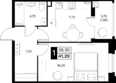 Эстет, литер 48.1: Планировка 1-комн 41,2 м²