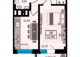 Грин Парк, литер 2: Планировка 1-комн 33,4 м²