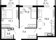 Лестория, дом 3: Планировка 2-комн 50,3 м²