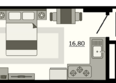 Акватория, литер 1: Планировка Студия 24,98 м²