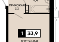 Моне. Дом у озера, литер 2.1: Планировка 1-комн 33,9 м²