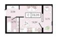 Новые Сезоны 2, литер 28: Планировка Студия 23,05 м²