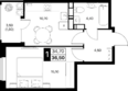 Эстет, литер 48.1: Планировка 1-комн 36,5 - 37,4 м²