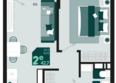 Первое место, квартал 1.4, литер 1: Планировка 2-комн 42,7 м²