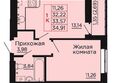 Вишневый сад, дом 2.2: Планировка 1-комн 33,57 м²