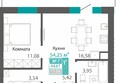 Клубный дом Маяковский: Планировка 1-комн 44,67 м²