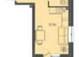 Теплые края, литер 7: Планировка Студия 23,48 м²