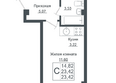 Клубный квартал Европа, 5, литера 7: Планировка Студия 23,42 м²