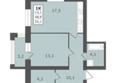 Есенин: Планировка 1-комн 52,1 м²