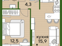 Продается 1-комнатная квартира ЖК DOGMA PARK (Догма парк), литера 18, 36.8 м², 6437424 рублей