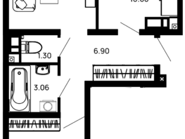 Продается 2-комнатная квартира ЖК Долина, Литер 3, 57.86 м², 6943200 рублей