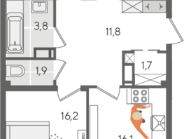 Продается 3-комнатная квартира ЖК Рекорд 2, литера 2, 101.3 м², 20118180 рублей