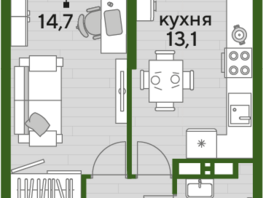 Продается 1-комнатная квартира ЖК DOGMA PARK (Догма парк), литера 16, 38.5 м², 6244315 рублей