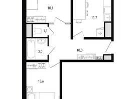 Продается 2-комнатная квартира ЖК 5 элемент Аске, лит 5-12 стр.2, сек.3,4,5,6, 52.4  м², 7257400 рублей