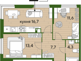 Продается 2-комнатная квартира ЖК DOGMA PARK (Догма парк), литера 21, 53.7 м², 7711320 рублей