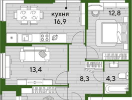 Продается 3-комнатная квартира ЖК DOGMA PARK (Догма парк), литера 16, 70.6 м², 8885434 рублей