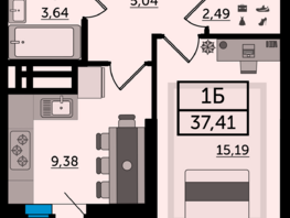 Продается 1-комнатная квартира ЖК Легенда Ростова, литер 12, 37.41  м², 5574090 рублей