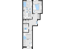 Продается 2-комнатная квартира ЖК Резиденция морей, корпус В, 67.77  м², 16417283 рублей