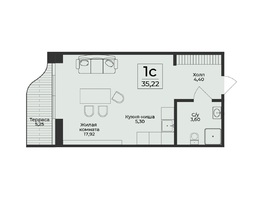 Продается 1-комнатная квартира ЖК Нега, 35.22  м&sup2;, 15937754 рублей