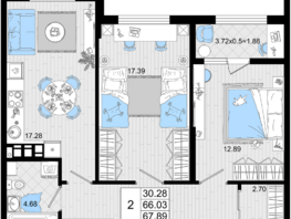 Продается 2-комнатная квартира ЖК Резиденция морей, корпус А, 67.89  м², 15580755 рублей