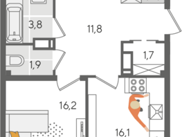 Продается 3-комнатная квартира ЖК Рекорд 2, литера 2, 100.8 м², 20099520 рублей