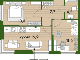 Продается 2-комнатная квартира ЖК DOGMA PARK (Догма парк), литера 16, 54.1 м², 7780013 рублей