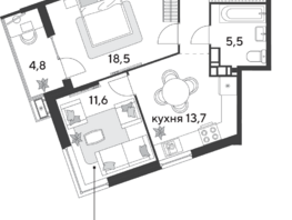 Продается 2-комнатная квартира ЖК Парк Победы 2, литера 28, 63 м², 8889300 рублей