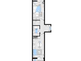 Продается 1-комнатная квартира ЖК Резиденция морей, корпус А, 49.09  м², 12726583 рублей