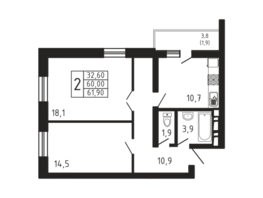 Продается 2-комнатная квартира ЖК Море Море, 61.9  м², 10302636 рублей